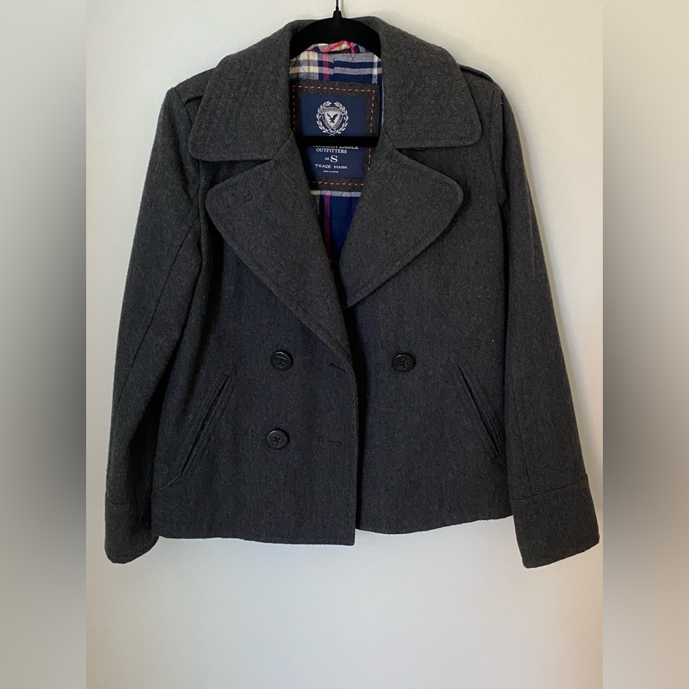 Grey pea coat. American Eagle. Size S